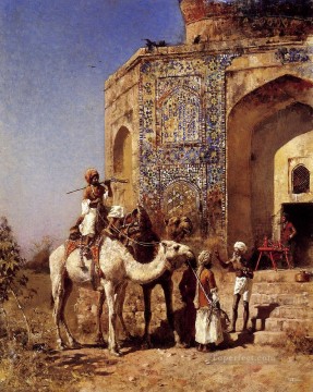  Weeks Painting - Old Blue Tiled Mosque Outside Of Delhi India Arabian Edwin Lord Weeks